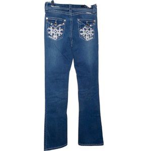 Sexy Couture Embellished Straight Blue Denim Jeans Jr. Womens (26 x 32)